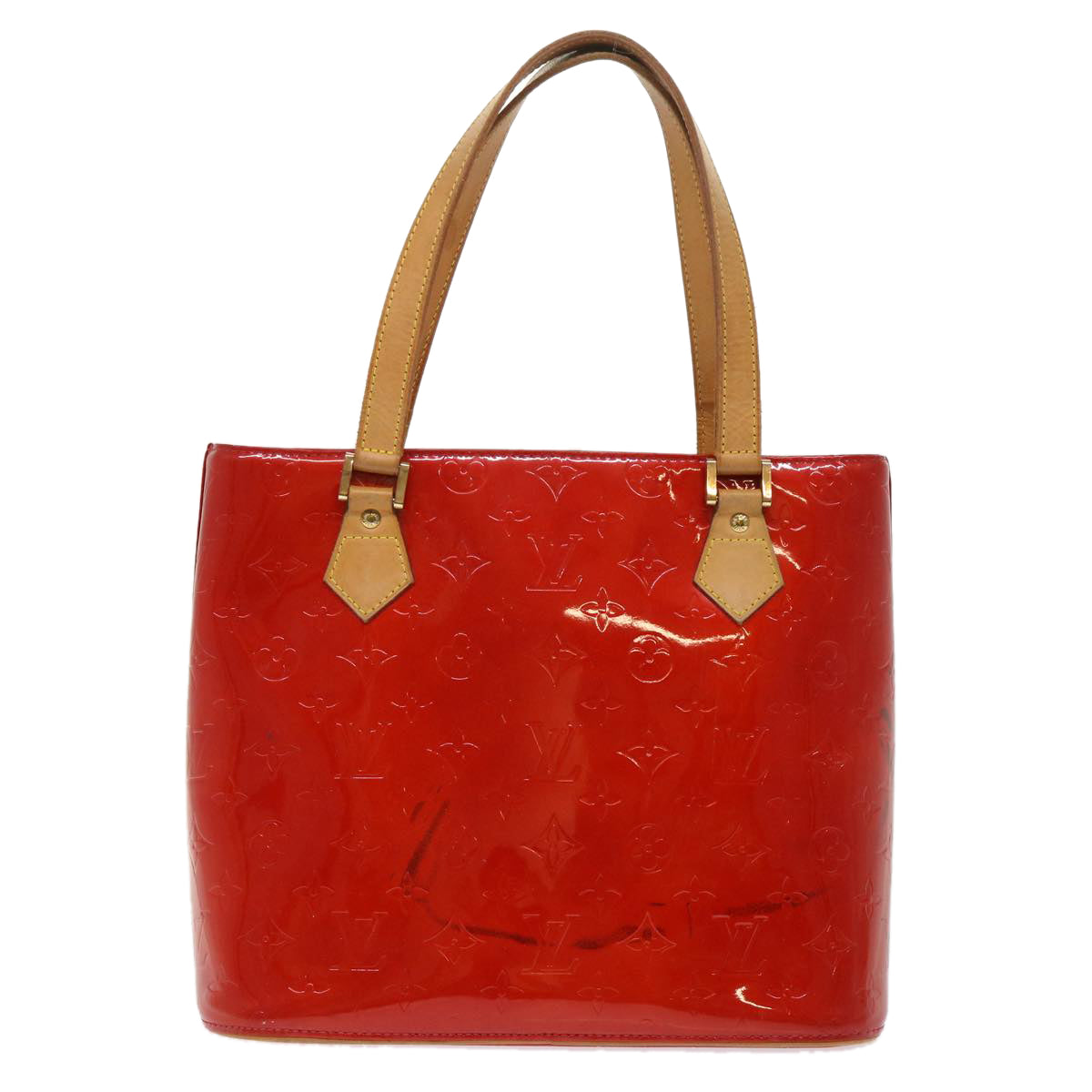 LOUIS VUITTON Monogram Vernis Houston Hand Bag Red LV Auth