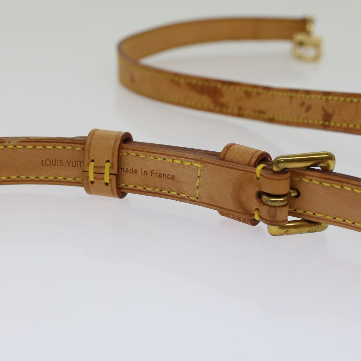LOUIS VUITTON Shoulder Strap Leather 37"-44.1" Beige LV Auth Shoulder Bag