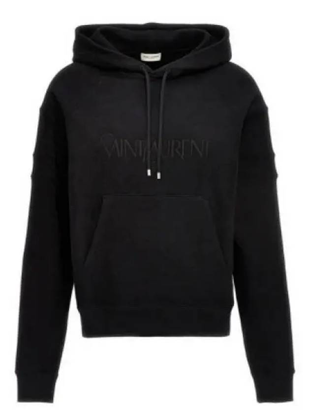 Luxury Saint Laurent Trending 2026 Front Logo Cotton Hoodie Black