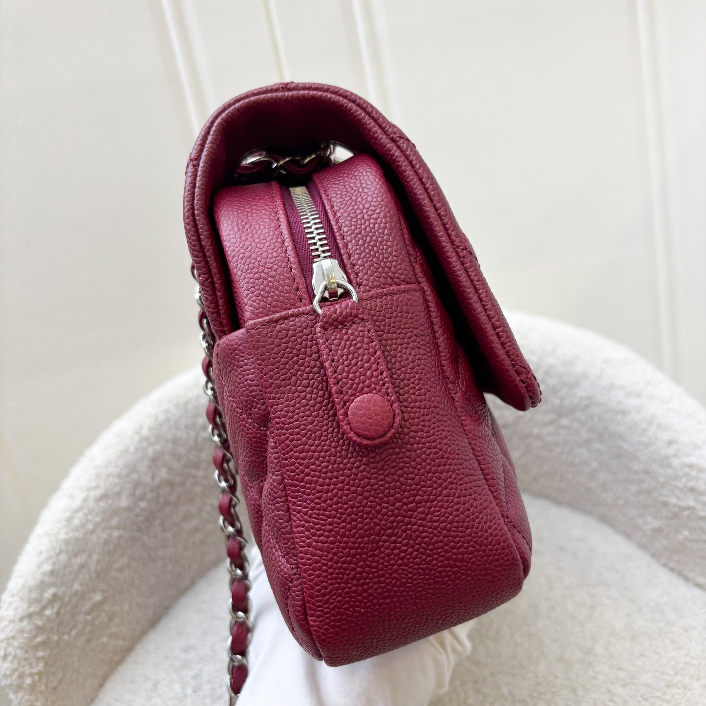 Chanel Easy Caviar Jumbo Flap Bag in Dark Red Caviar and SHW (Model: A67742)