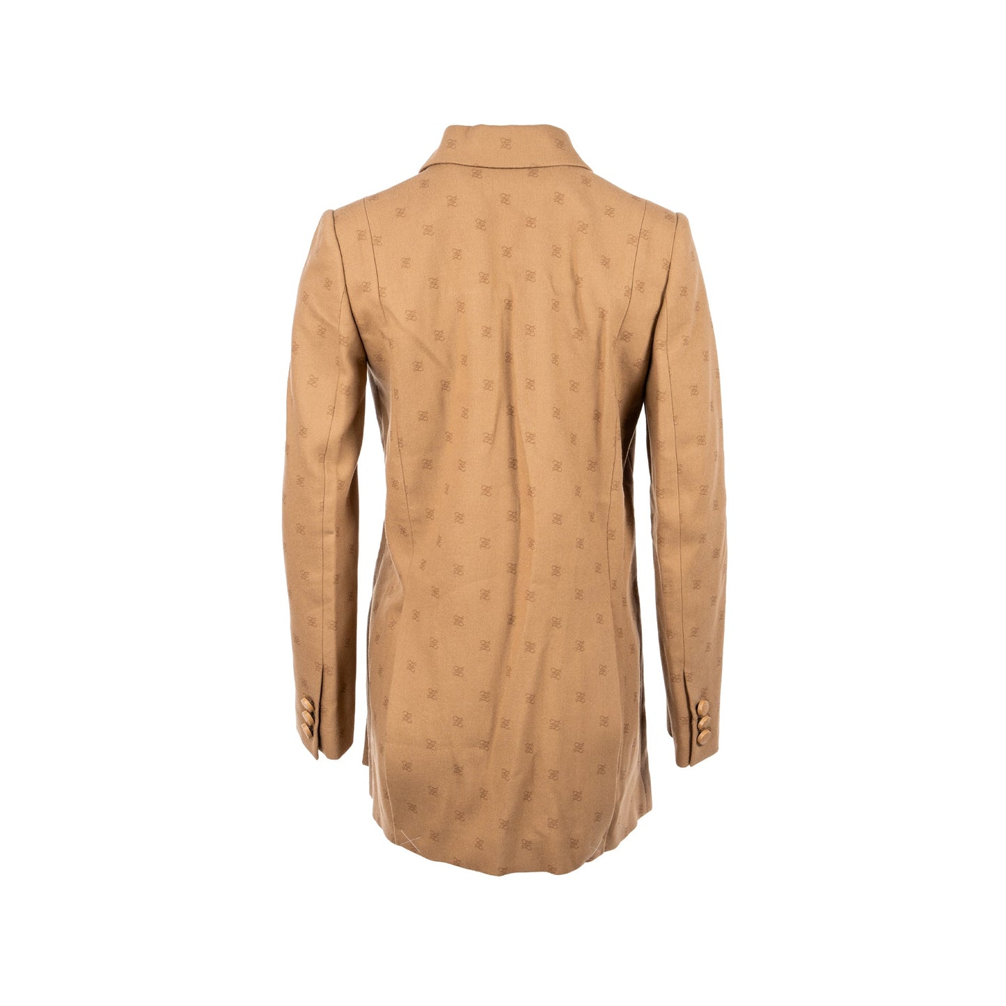 Fendi size 36 karligraphy motif double-breasted blazer laine wool brown