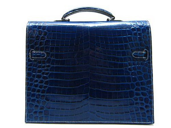Luxury Hermes Briefcases Unisex Briefcase Blue Handbag