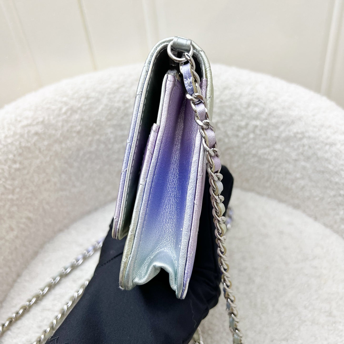 Chanel Classic Wallet on Chain WOC in 21K Iridescent Rainbow Calfskin and SHW Crossbody