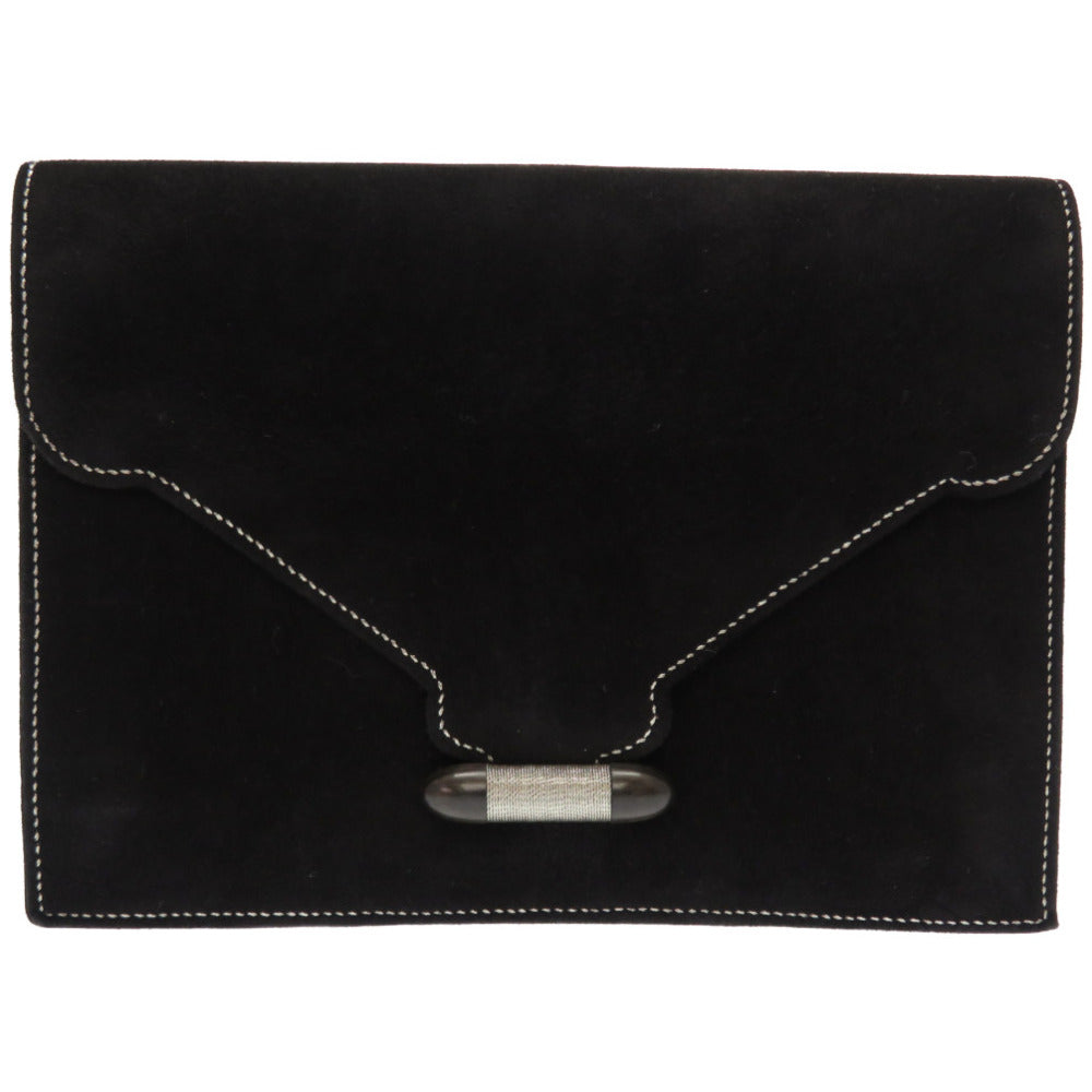 HERMES Clutch bag Doblis black Silverstitch Navet Women