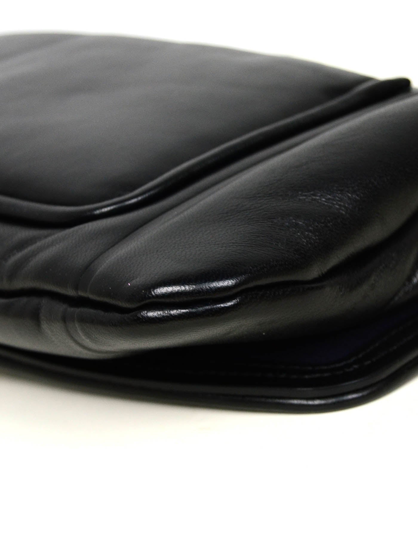 Chanel 2019 NWT Black Shiny Lambskin Puffy Clutch Bag