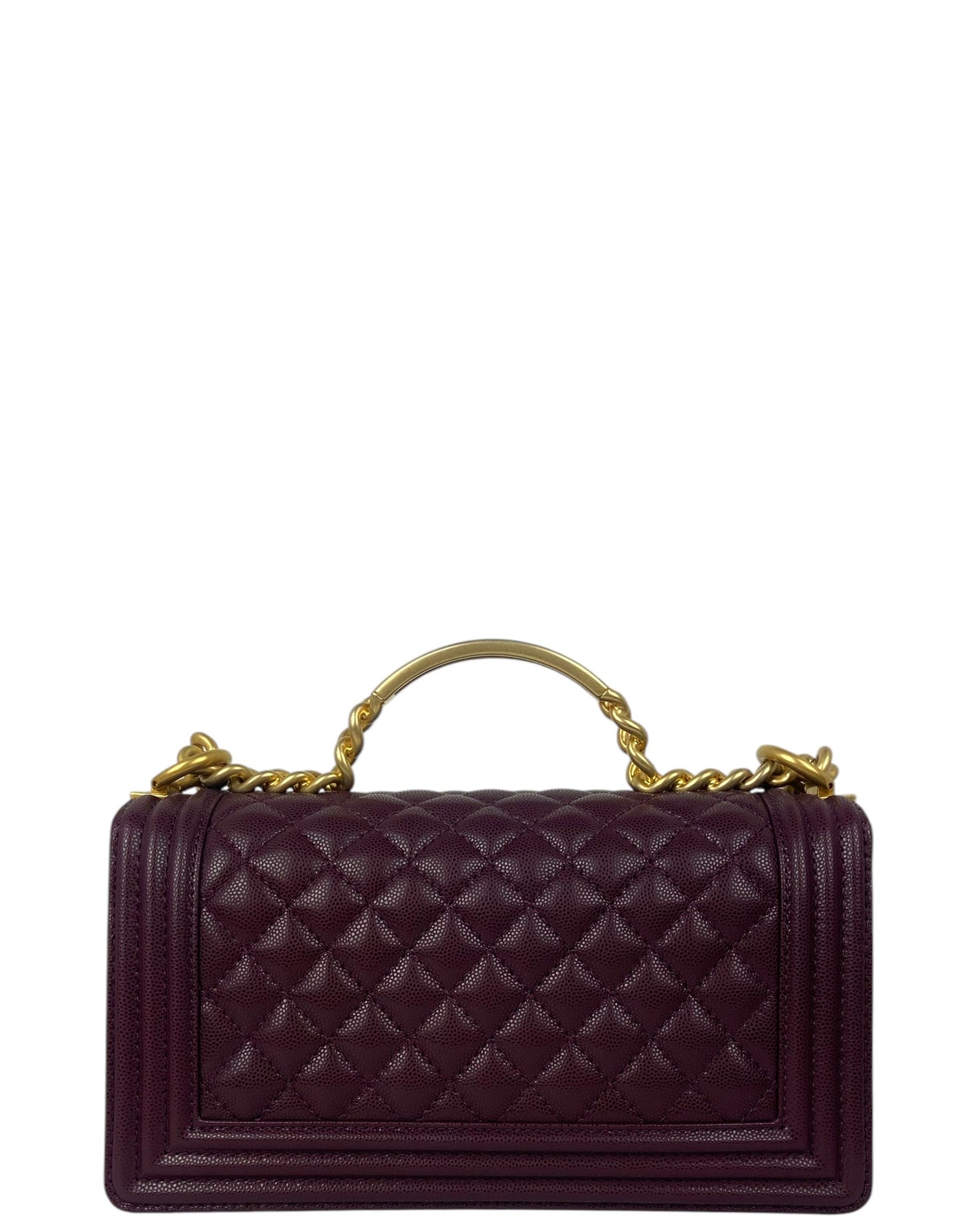 Chanel 2024 Burgundy Caviar Medium Top Handle Boy Handbag