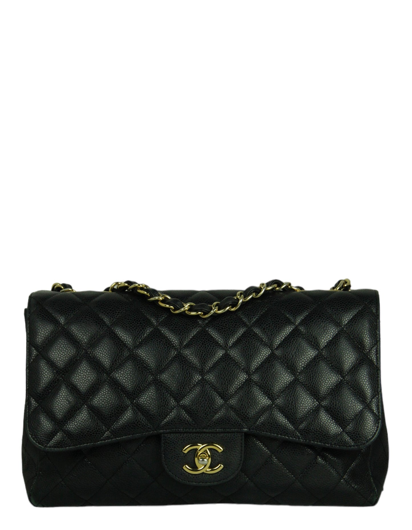 Chanel Black Caviar Leather Single Flap Jumbo Classic Bag