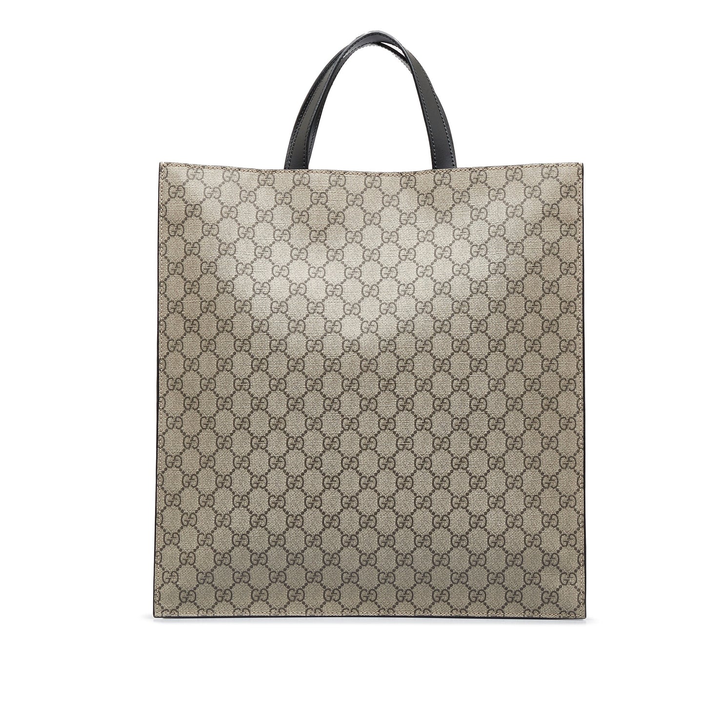 Gucci GG Supreme Brown Leather Canvas Tote Style 2