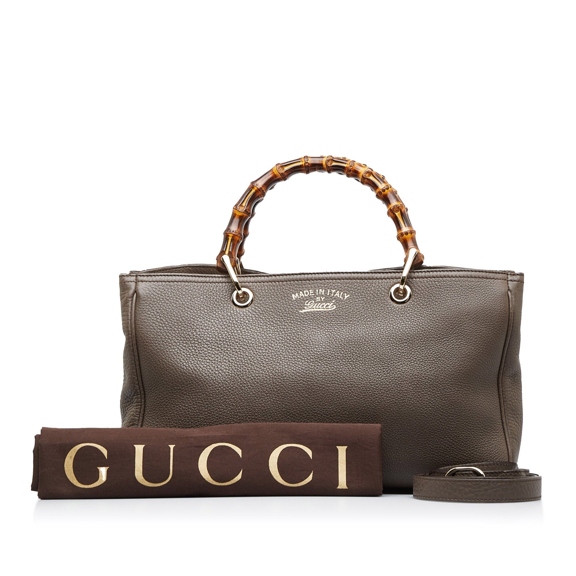 Gucci Bamboo Brown Leather Tote Style 5