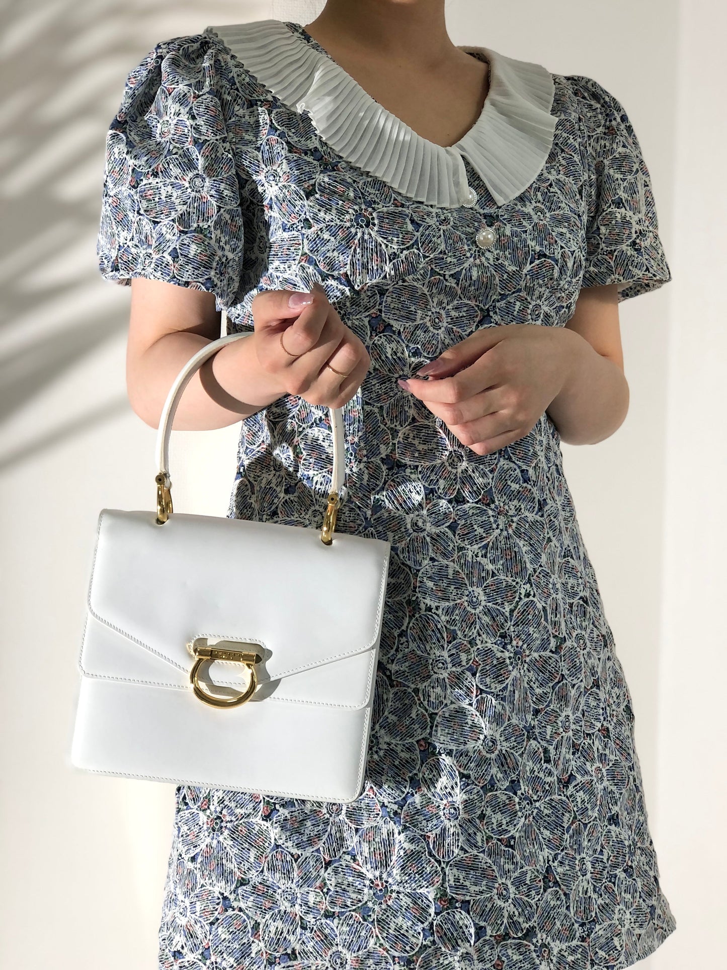 CELINE Horse bit Double Flap Leather Handbag White mxrdau