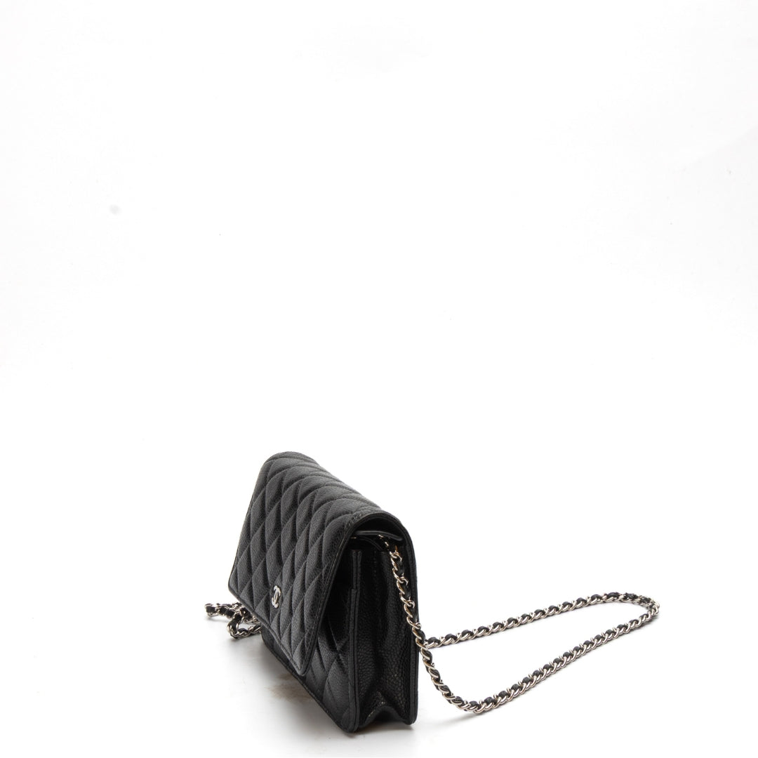 Chanel Black Caviar Quilted Wallet on Chain Crossbody