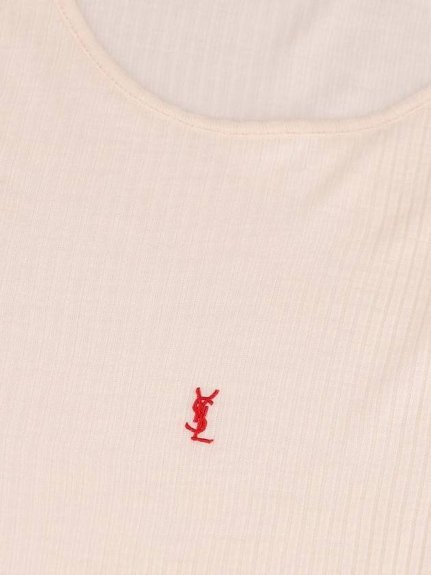 Luxury Saint Laurent Trending 2026 Cassandre Embroidered Logo Wool Sleeveless White