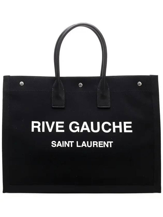Luxury Saint Laurent Trending 2025 Rive Gauche Cotton Canvas Tote Bag Black