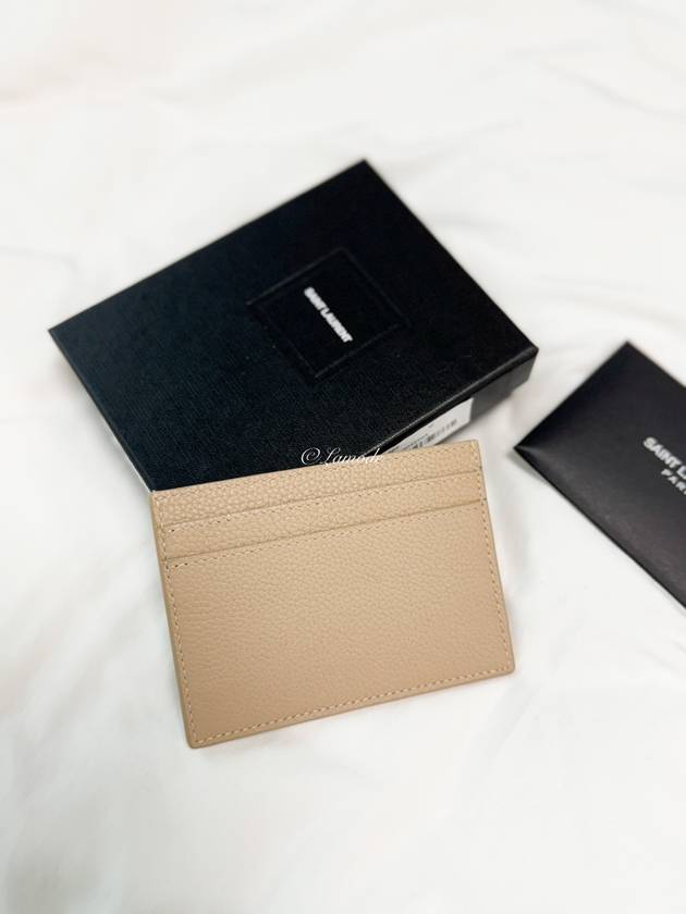 Luxury Saint Laurent Trending 2026 Casandre Small Grain Leather Card Wallet Sea Salt