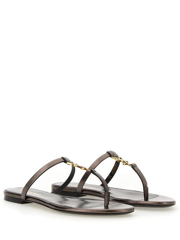 Luxury Saint Laurent Trending 2026 Cassandra Slide Leather Flip Flops Brown