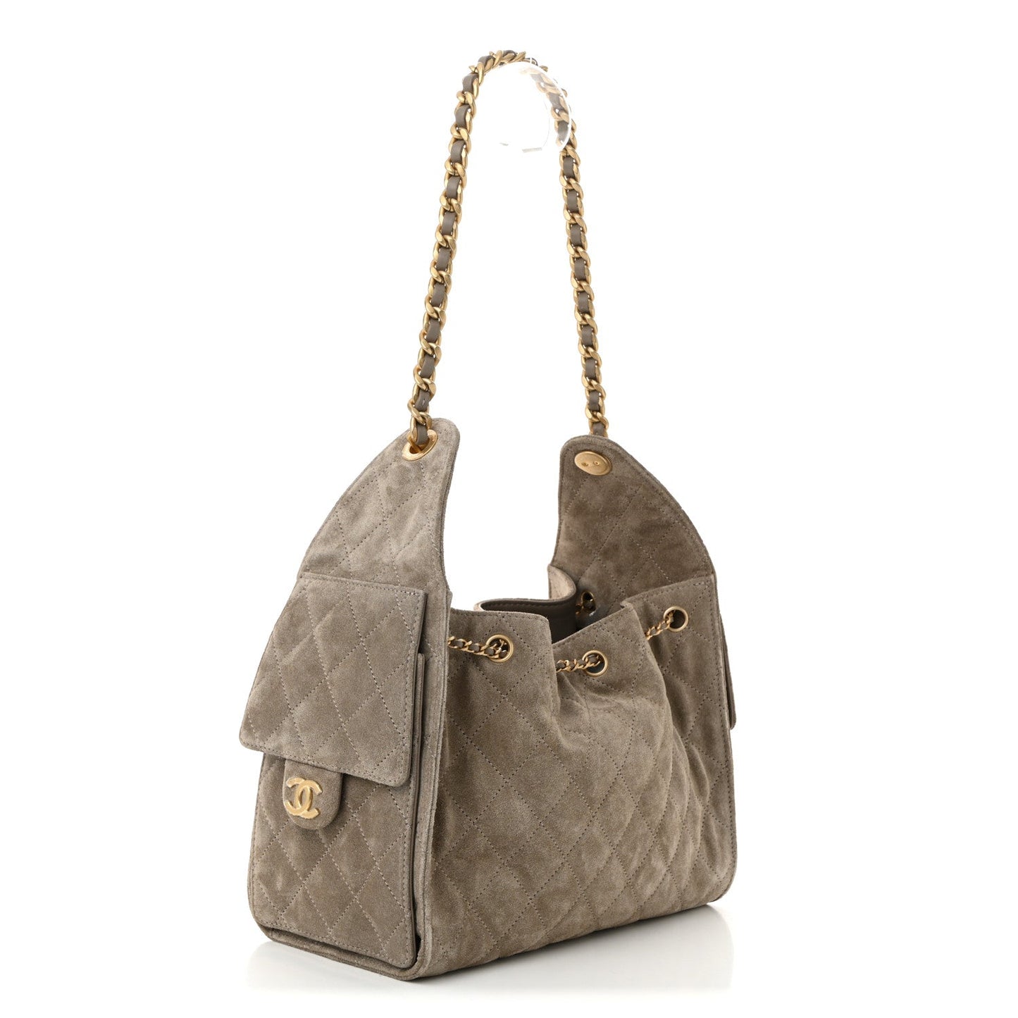 Suede Quilted Small Chanel 25 Handbag Dark Grey