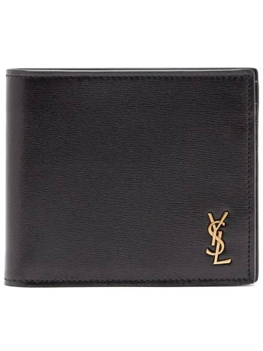 Luxury Saint Laurent Trending 2026 Tiny Cassandre Gold Monogram Half Wallet Black