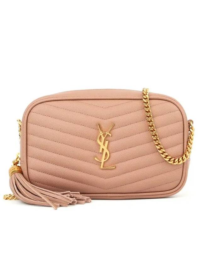Luxury Saint Laurent Trending 2026 Lulu Mini Quilted Grain Leather Cross Bag Vintage Peach