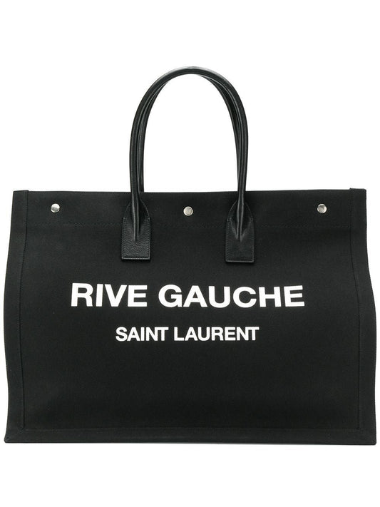 Luxury Saint Laurent Trending 2025 Men's Rive Gauche Tote Bag in Blackwhite |