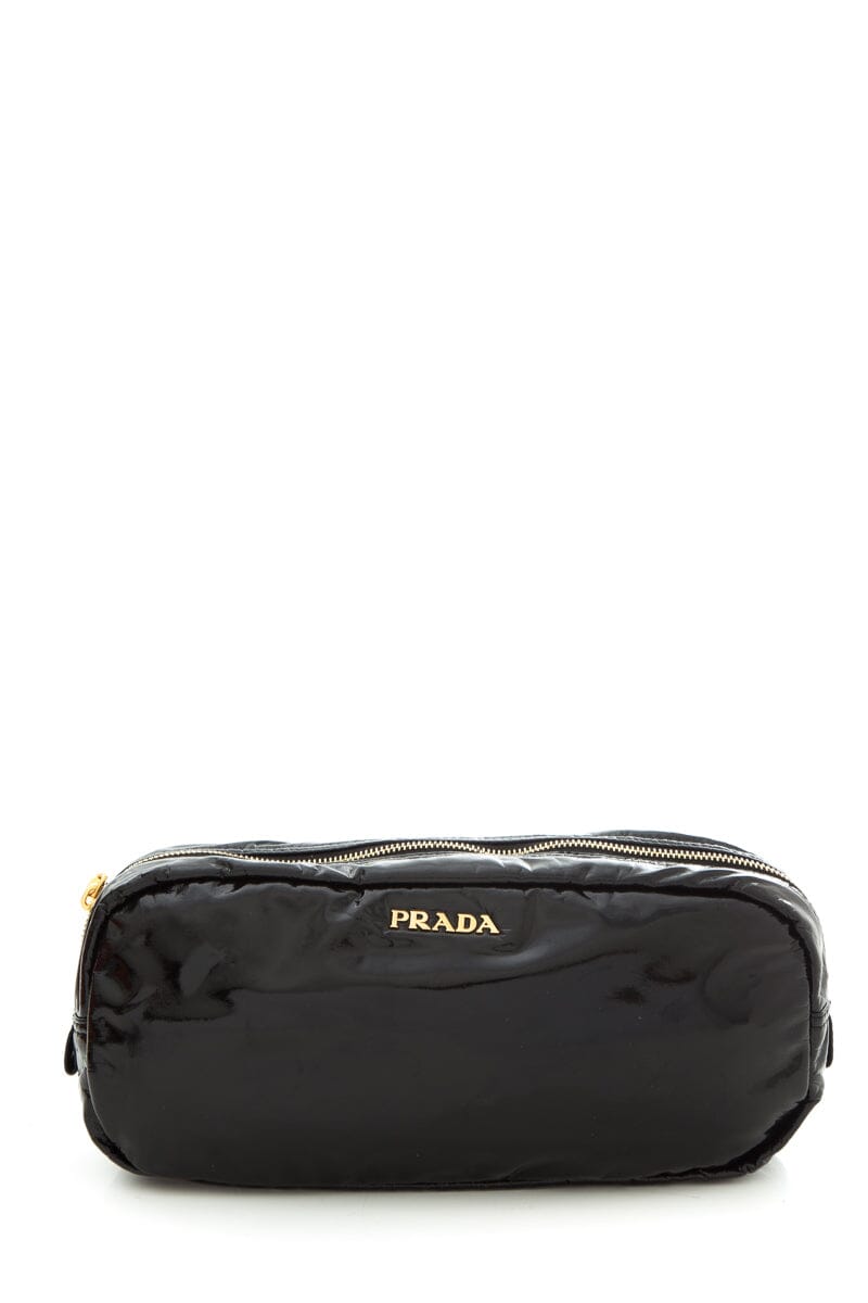 Prada Black Patent Pouch Luxury Handbag