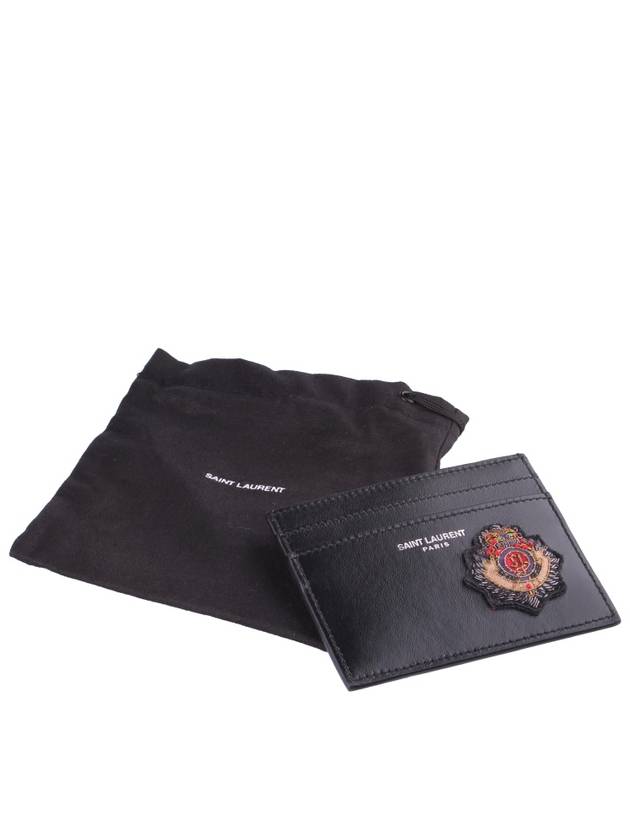 Luxury Saint Laurent Trending 2026 Logo Patch Card Wallet Black