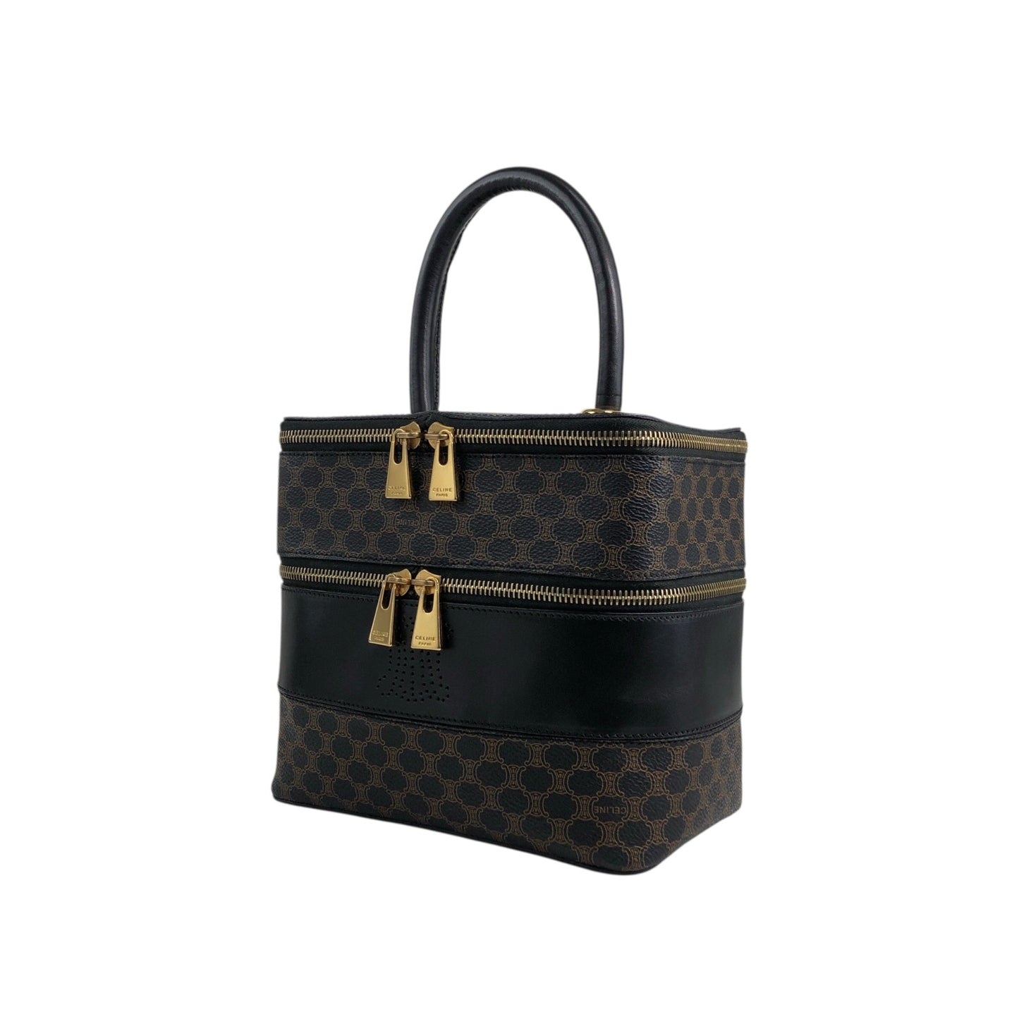 CELINE Macadam Triomphe Handbag Vanity bag Black utd2i7