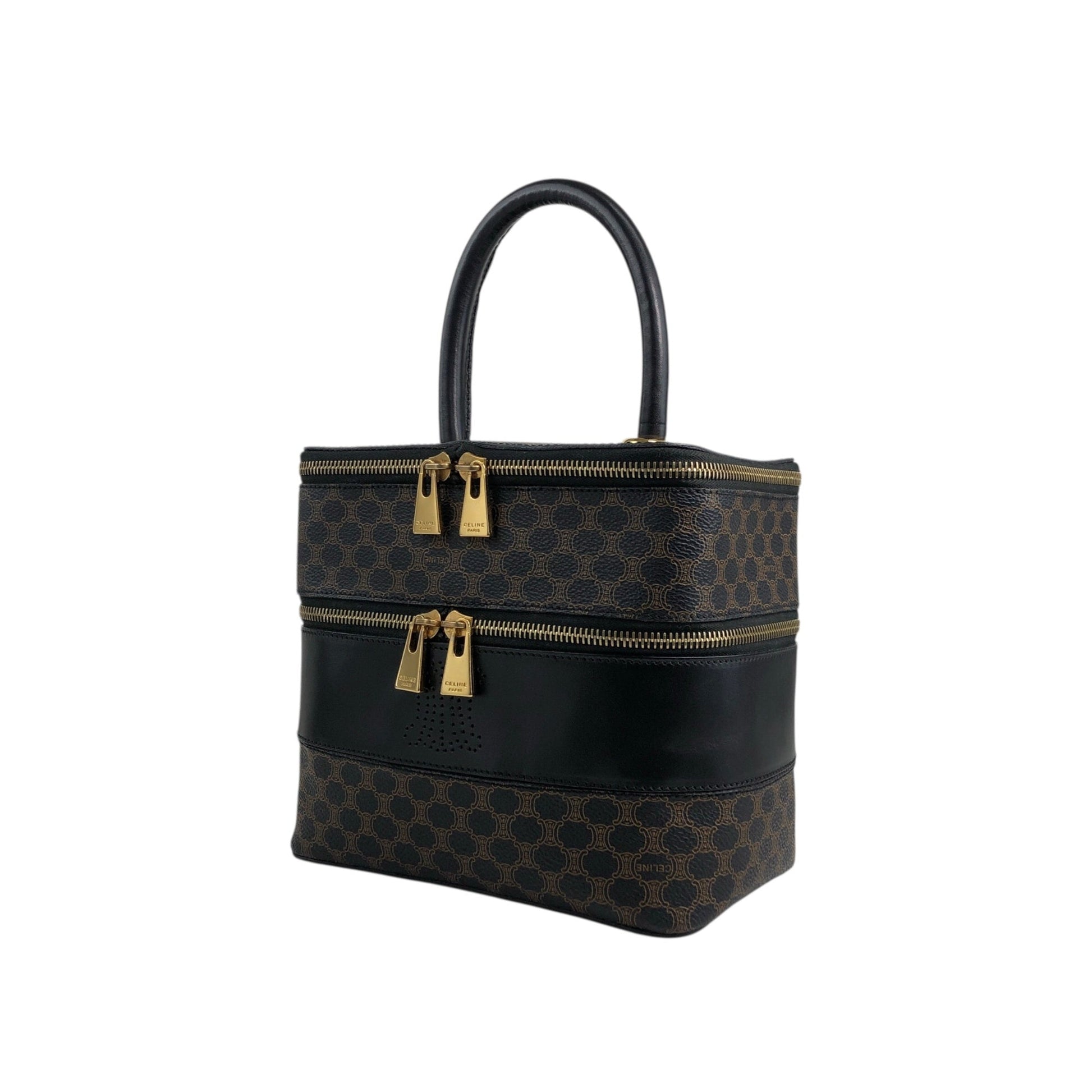 CELINE Macadam Triomphe Handbag Vanity bag Black utd2i7