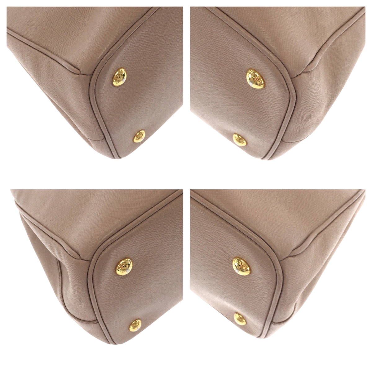 PRADA Tote Bag leather Pink Gold Metal Safiano Galilee