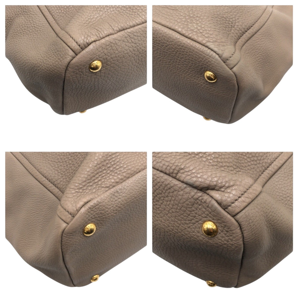PRADA Tote Bag leather Beige Gold Metal Tote Bag handbag Vitterodino Women