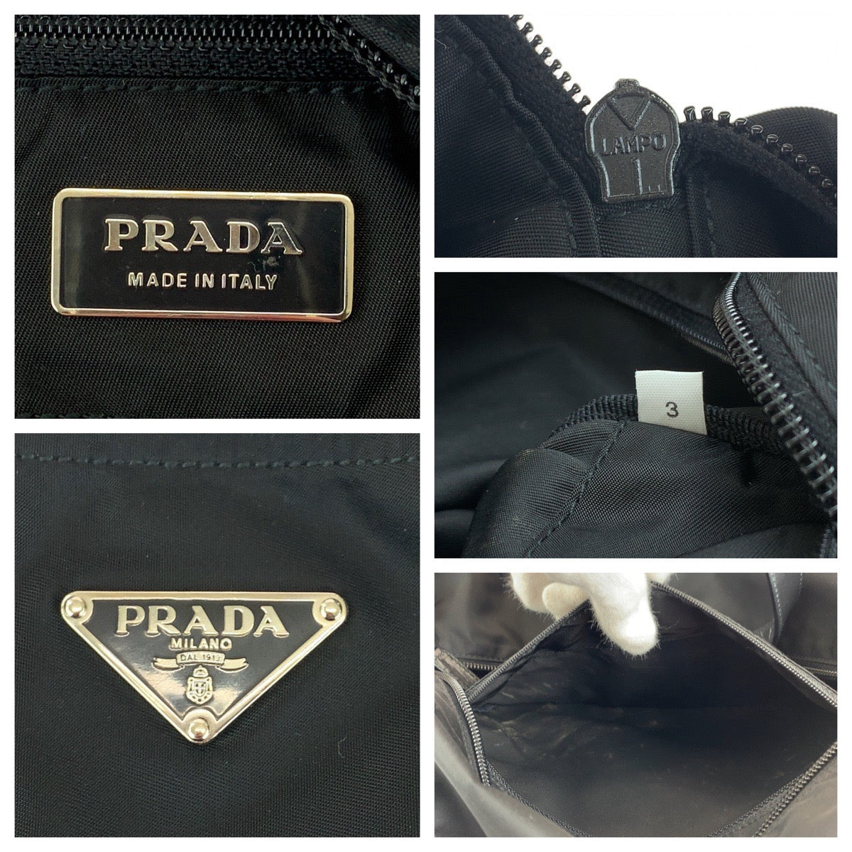 PRADA Tote Bag Nylon black Test Triangle With logo