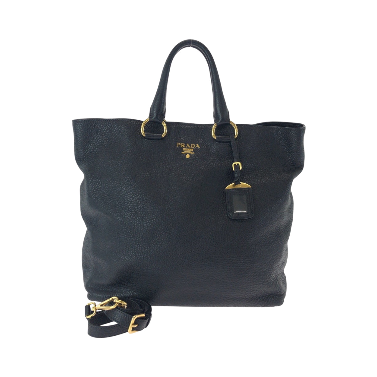 PRADA Shoulder Bag leather Black Gold Metal Vitterodino logo
