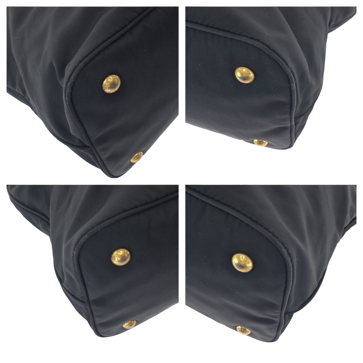 PRADA Tote Bag Nylon Black Gold Metal Test logo