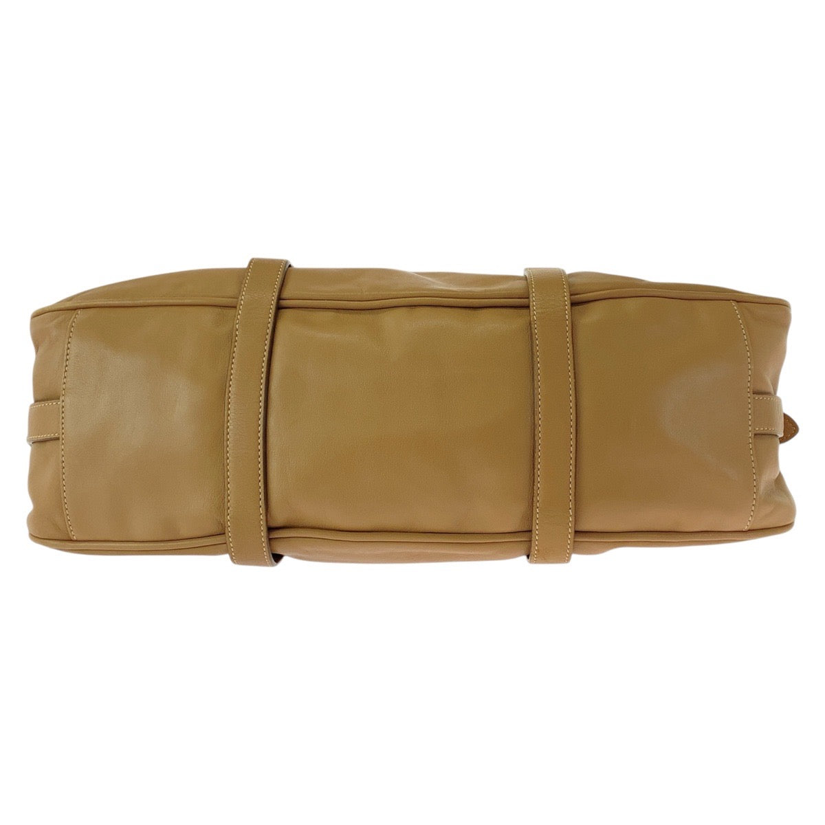 PRADA Handbag leather Beige Gold Metal