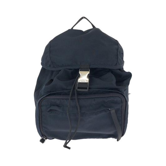 PRADA Backpack Nylon Navy SilverMetal Backpack Backpack Test Triangle With logo Women