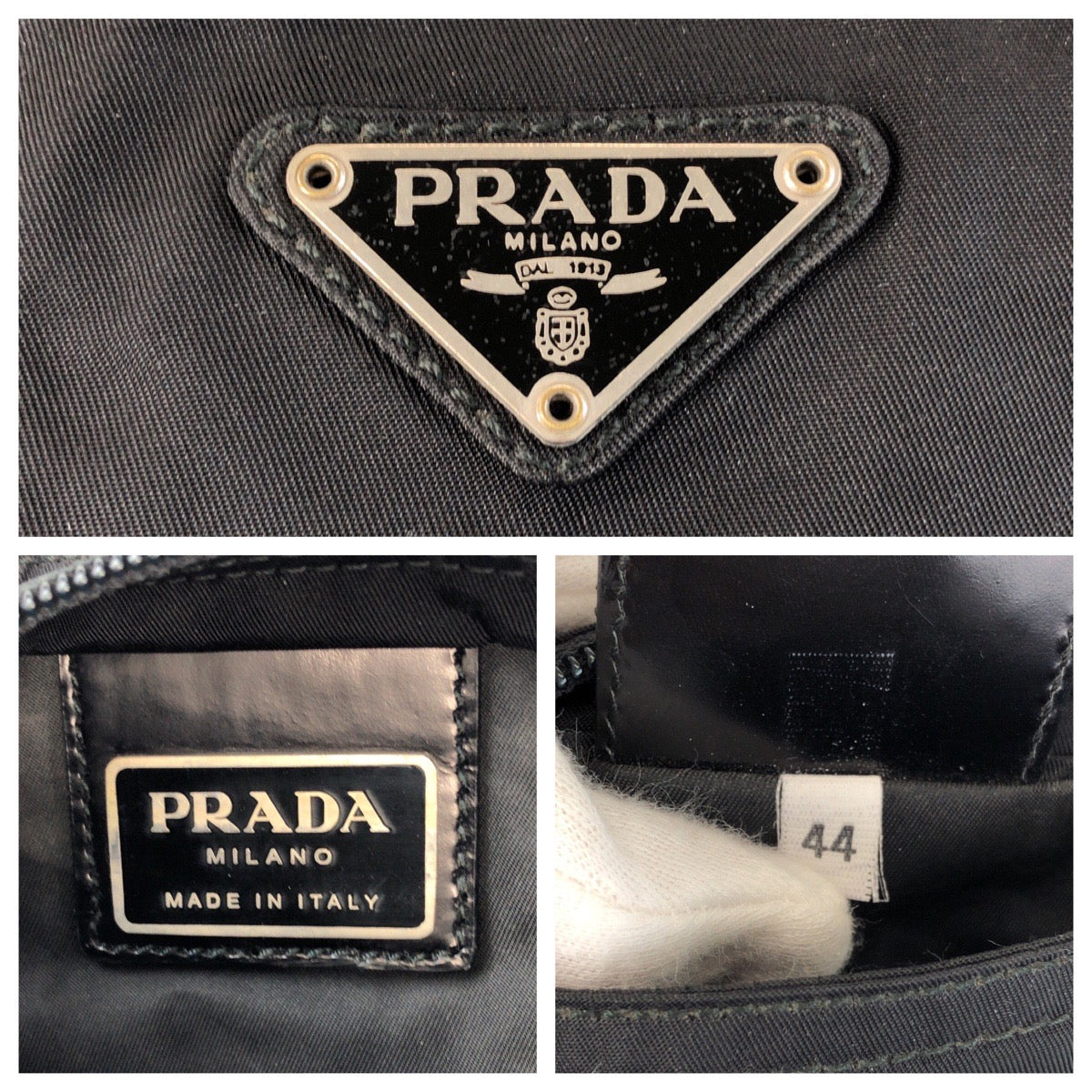 PRADA Shoulder Bag Nylon black Test Triangle With logo