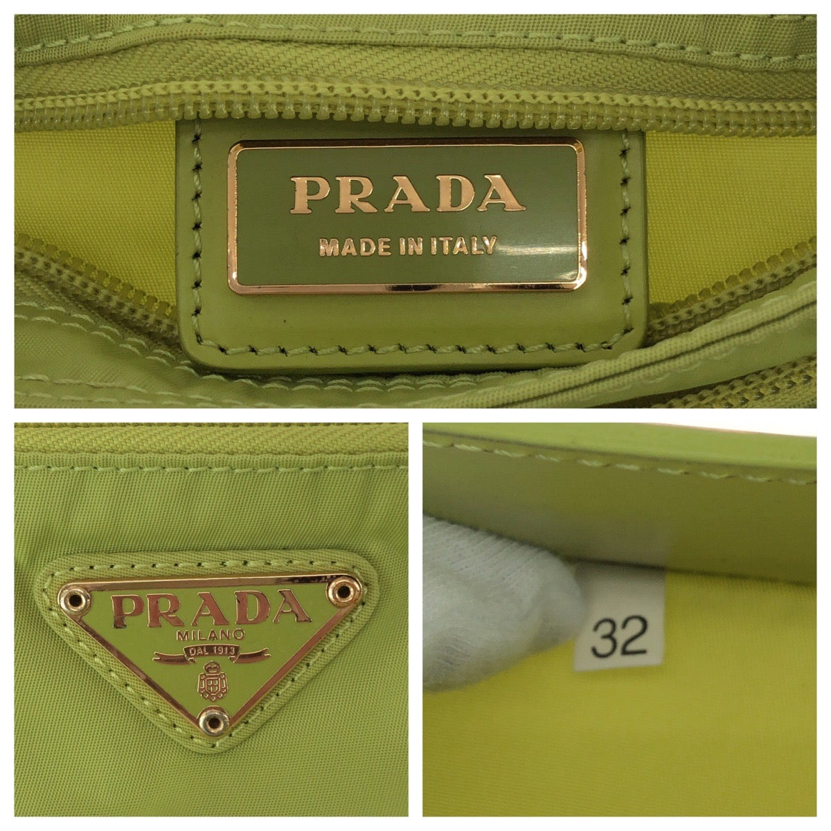PRADA Shoulder Bag Nylon Light Green Gold Metal Shoulder Bag Sacoche Test Triangle With logo Women