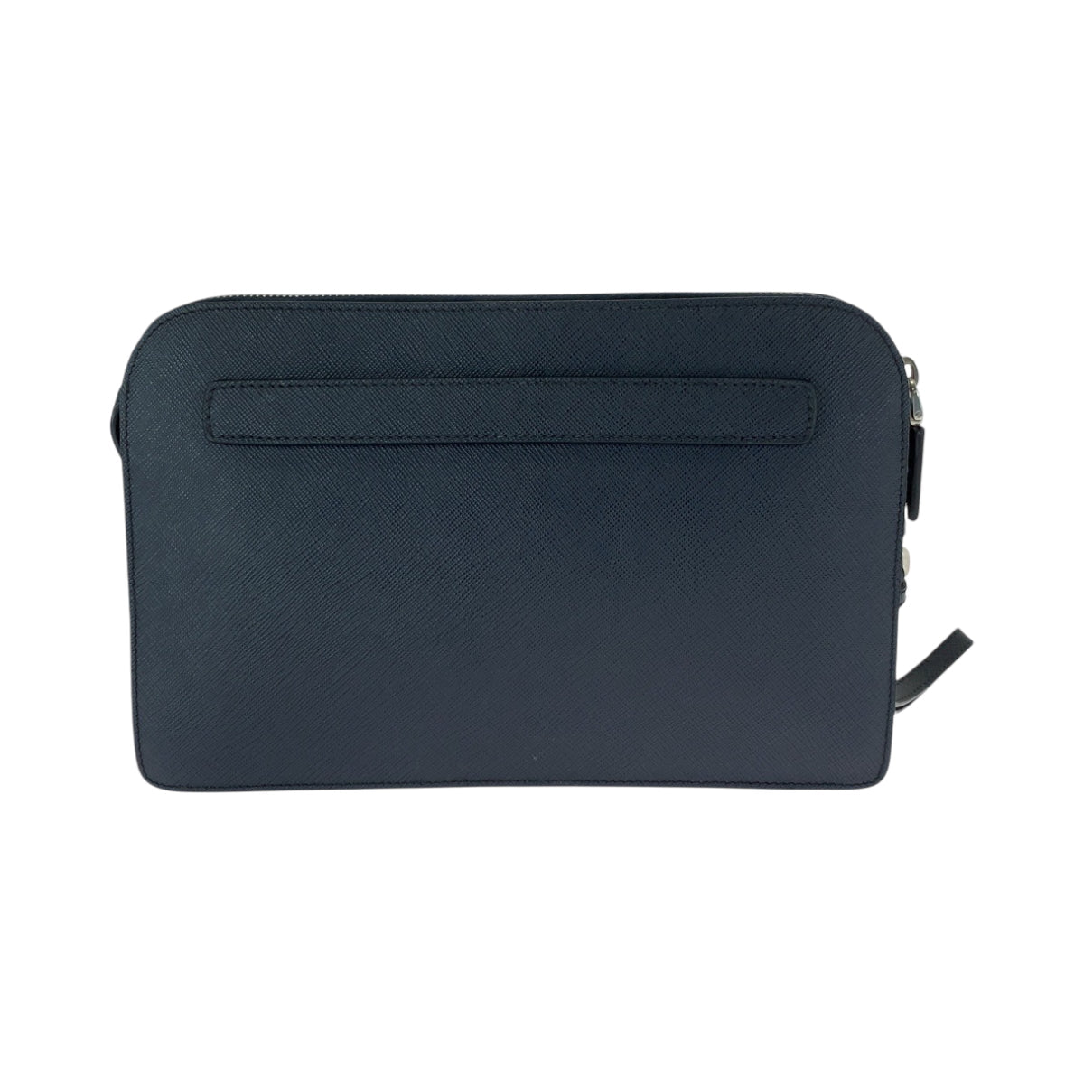 PRADA Clutch bag leather Navy SilverMetal Clutch bag business bag Safiano logo mens