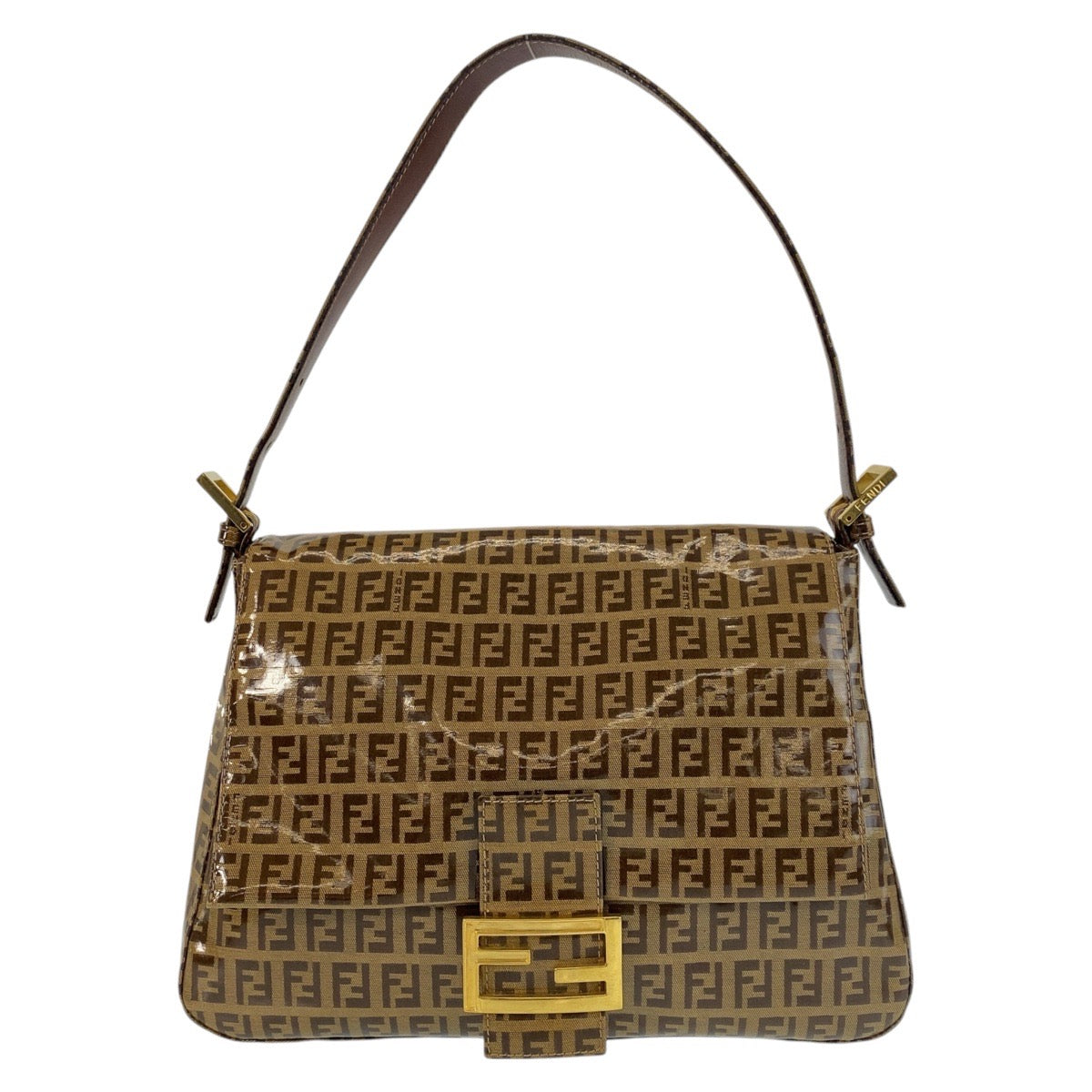 FENDI Shoulder Bag Patent leather, leather Brown Zucchino Mamma Bucket Women