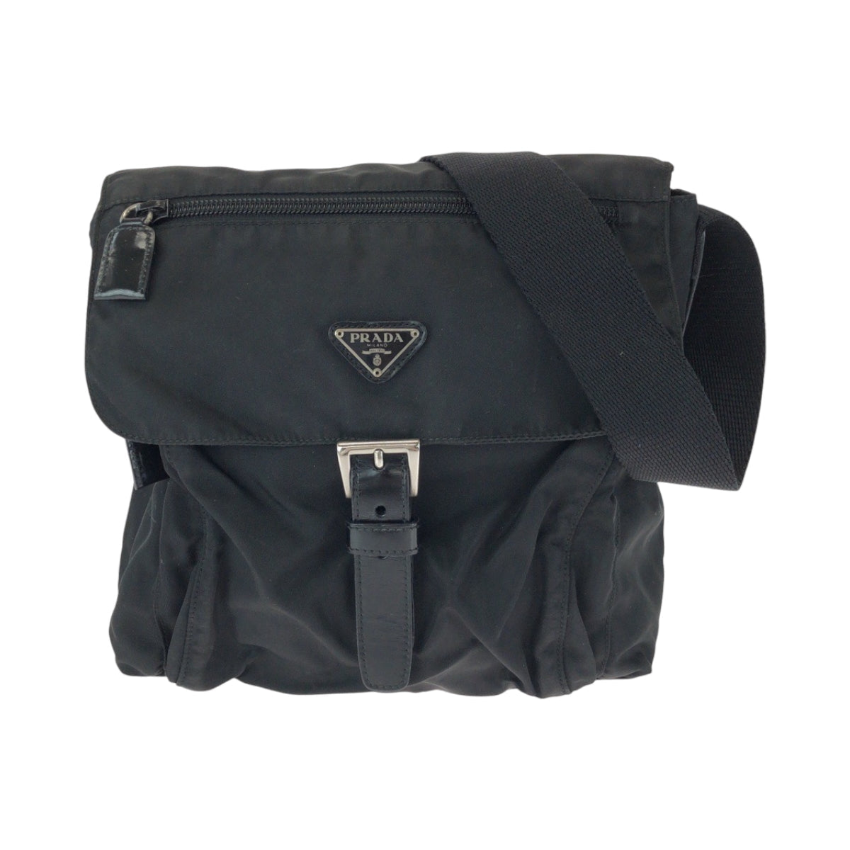 PRADA Shoulder Bag Nylon black Test Triangle With logo