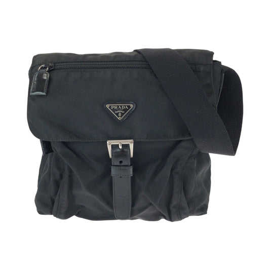 PRADA Shoulder Bag Nylon black Test Triangle With logo