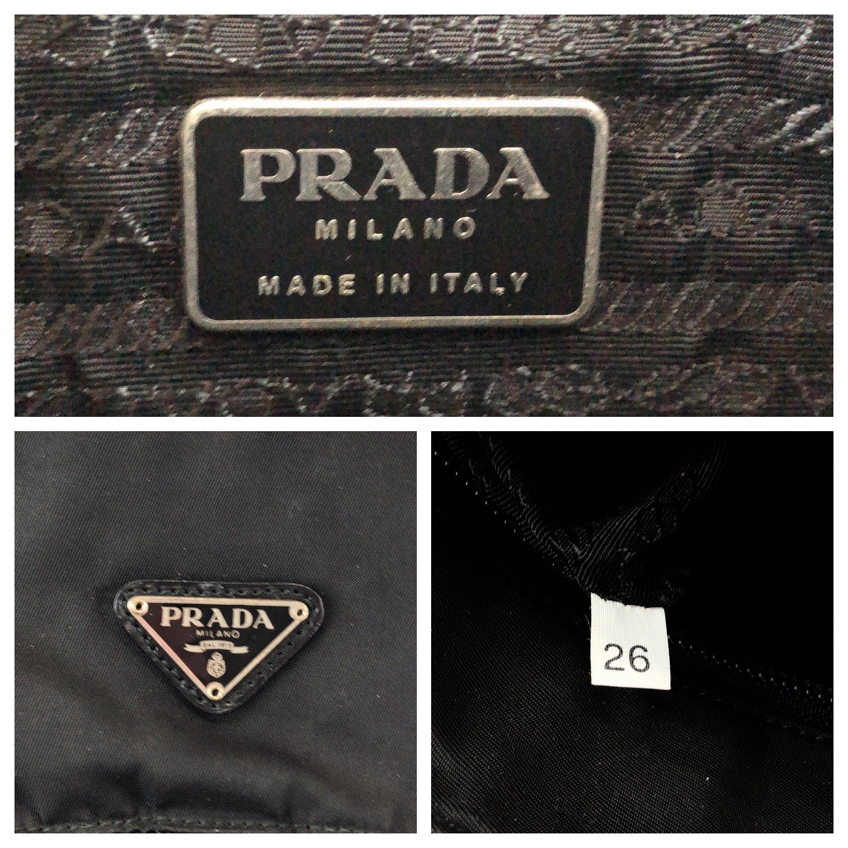PRADA Shoulder Bag Nylon black Test Triangle With logo