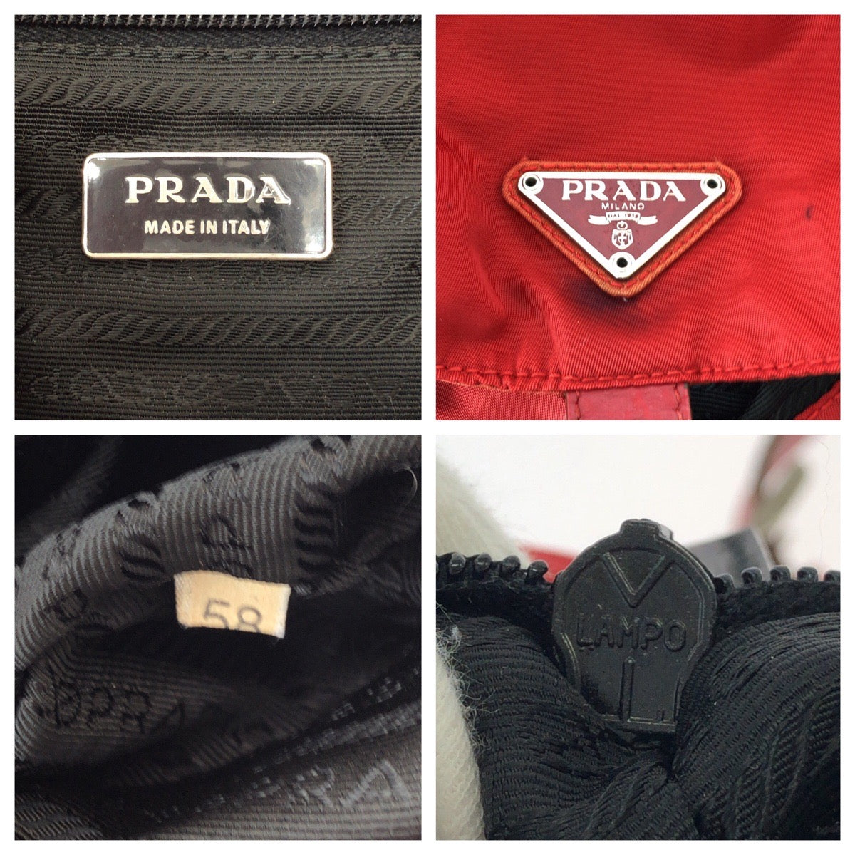 PRADA Backpack Nylon Red Silver Metal Rucksack Backpack Test Triangle With logo Women