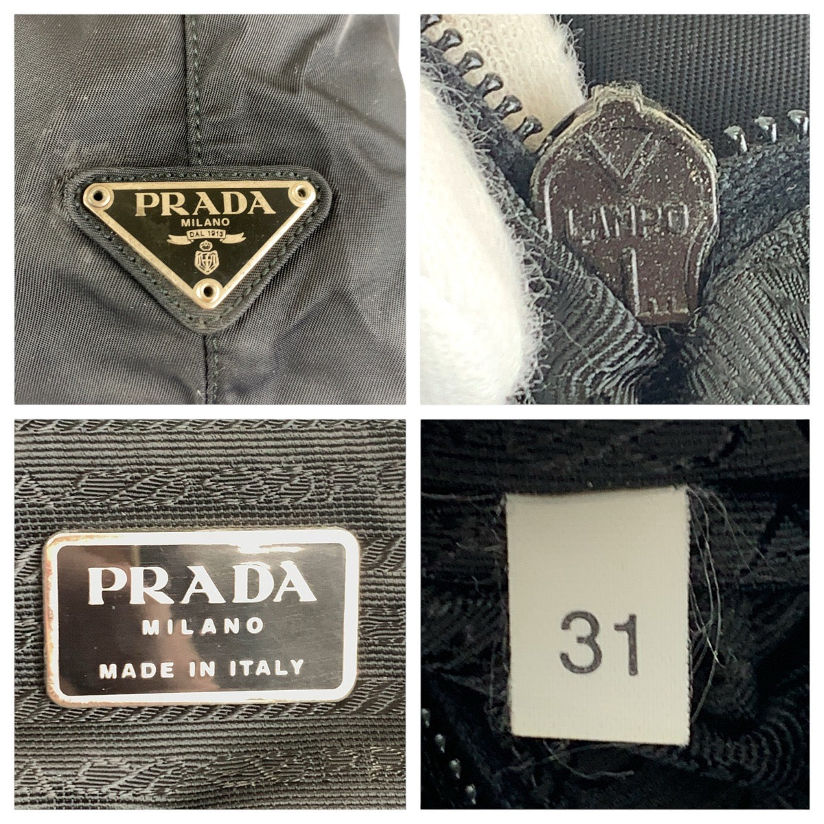 PRADA Tote Bag Nylon Black SilverMetal Tote Bag Shoulder Bag Test Triangle With logo Women