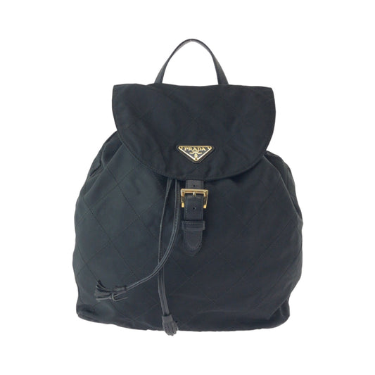 PRADA Backpack k2919 Nylon Black GoldMetal Backpack Backpack Test Triangle With logo Women