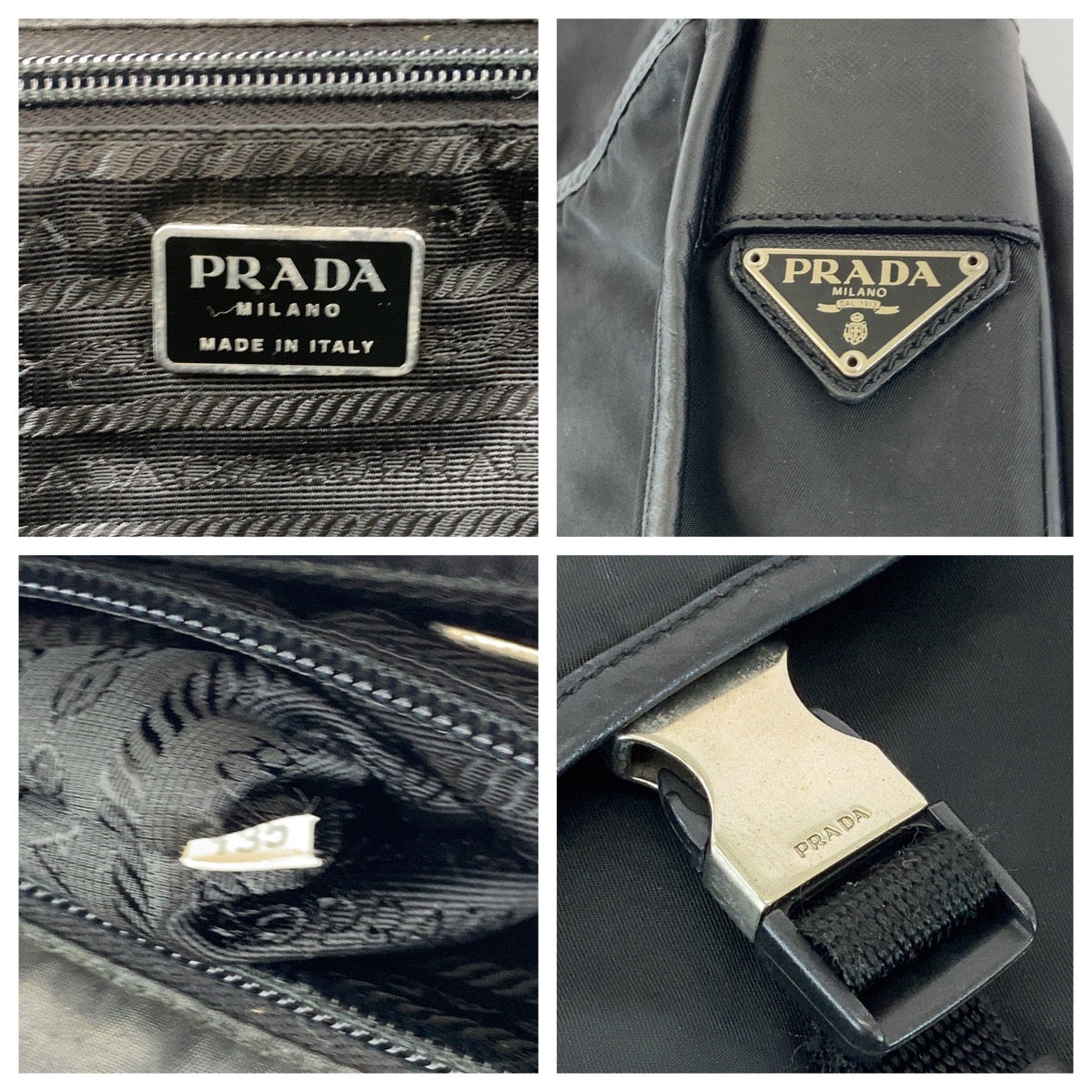 PRADA Shoulder Bag Nylon Black SilverMetal Shoulder Bag Messenger bag Test Triangle With logo Women(Unisex)