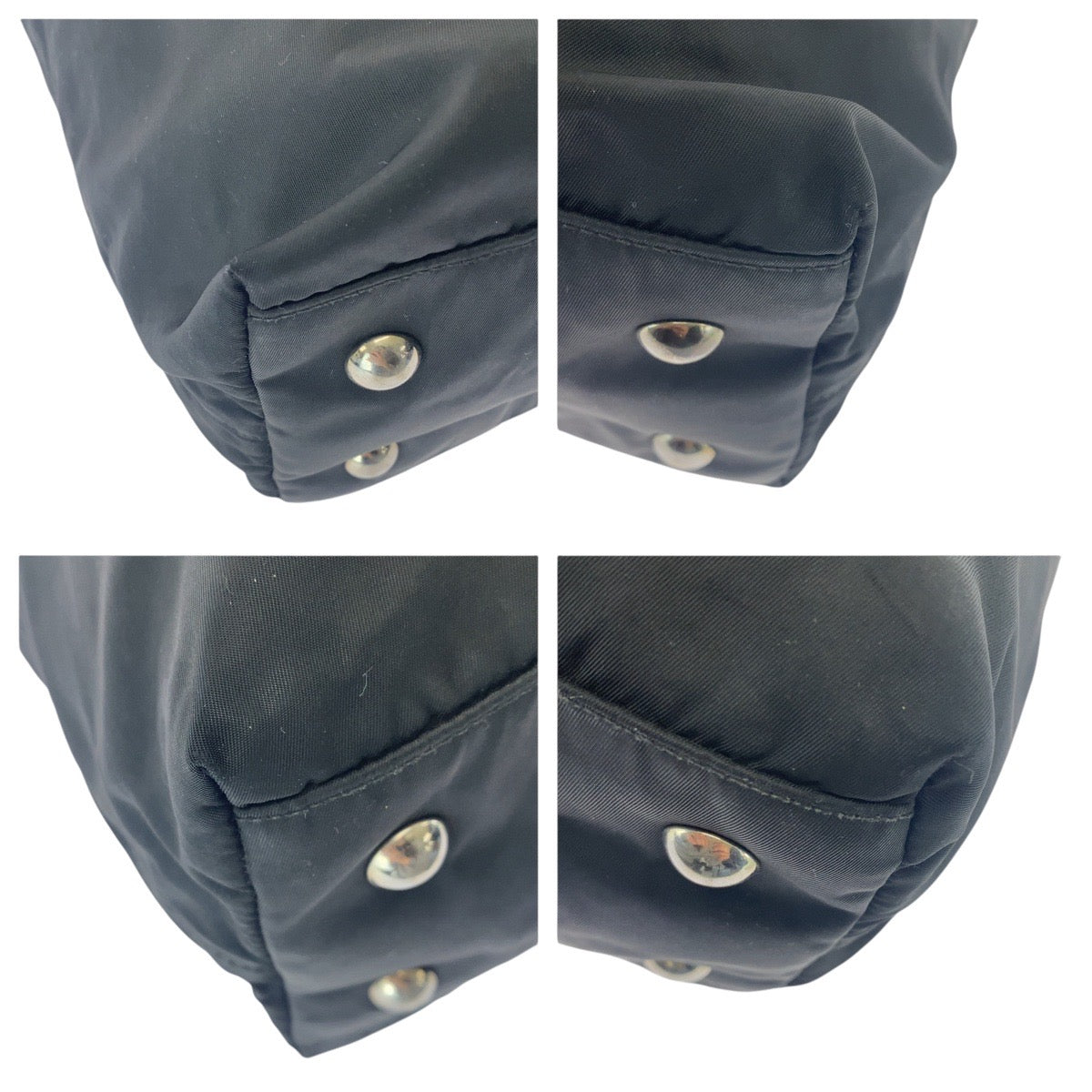 PRADA Tote Bag Nylon Black SilverMetal Tote Bag Shoulder Bag Test Triangle With logo mens