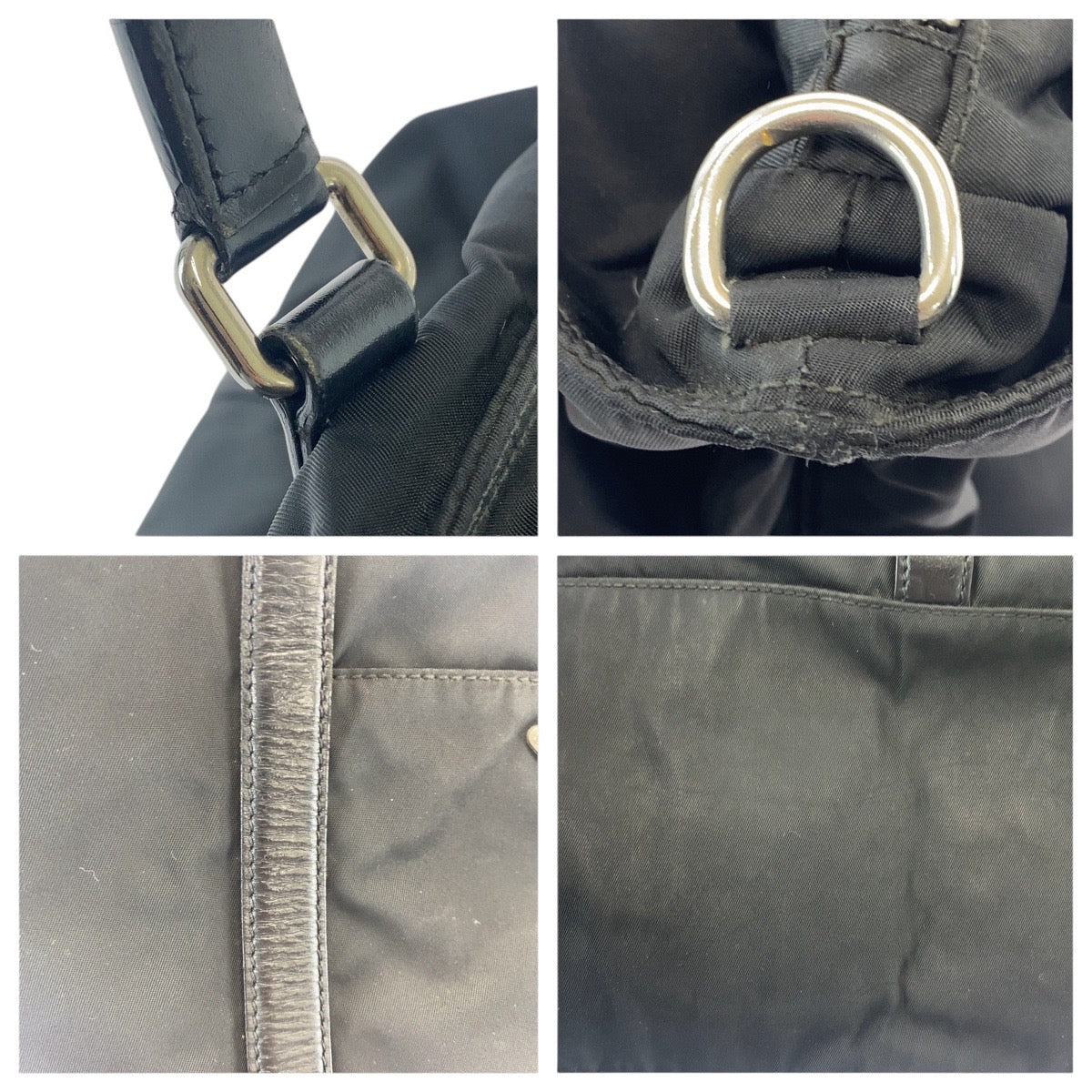 PRADA Tote Bag Nylon Black SilverMetal Tote Bag Shoulder Bag Test Triangle With logo mens