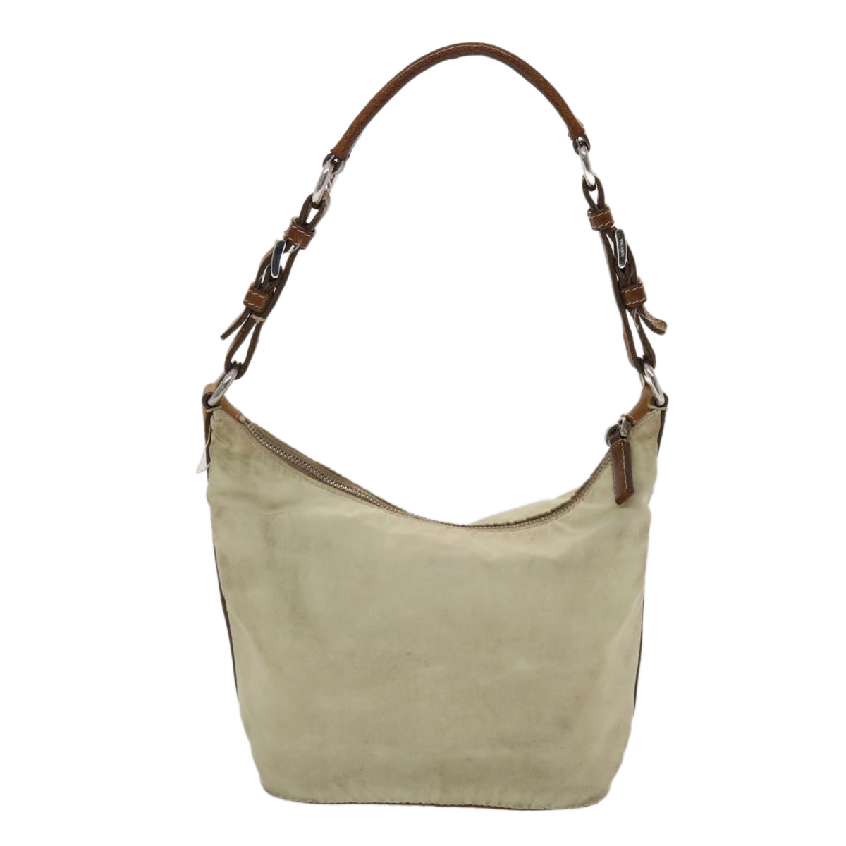Prada Shoulder Bag Nylon Leather Cream