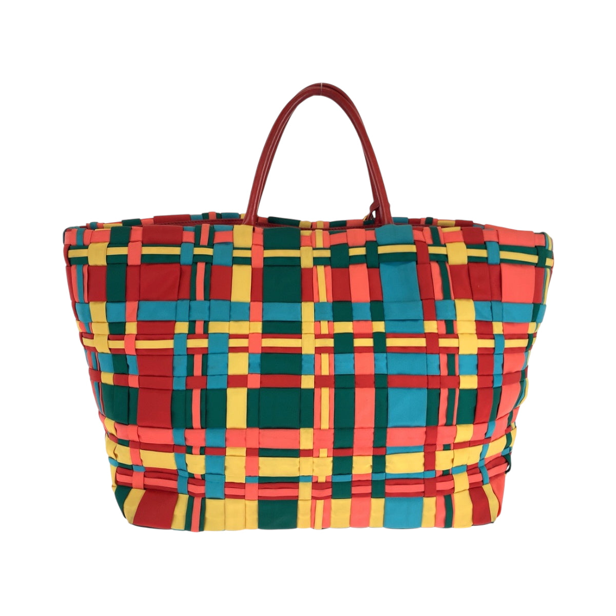 PRADA Tote Bag Nylon Multicolor GoldMetal Test Triangle With logo braid