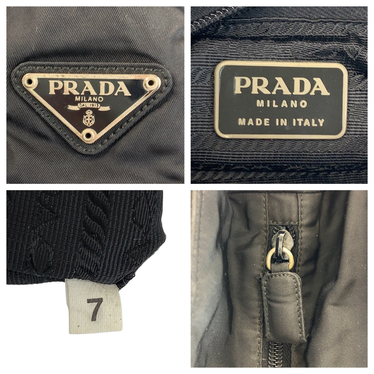 PRADA Tote Bag Nylon Black SilverMetal Tote Bag Shoulder Bag Test Triangle With logo Women